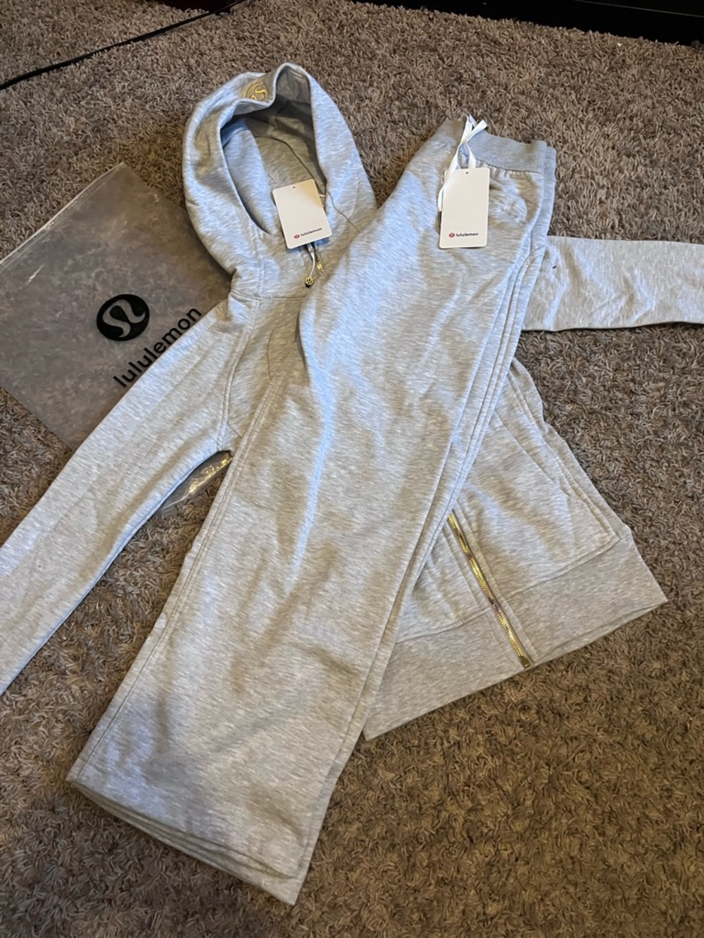lululemon athletica Light Gray Hoodie & Leggings Set